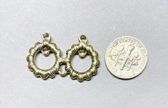23x Vtg. Enamel Charm -Small Double Round Hoop charm shape-Ivory enamel-5 rings