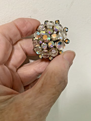 Vintage Aurora Borealis Crystal Brooch Pin