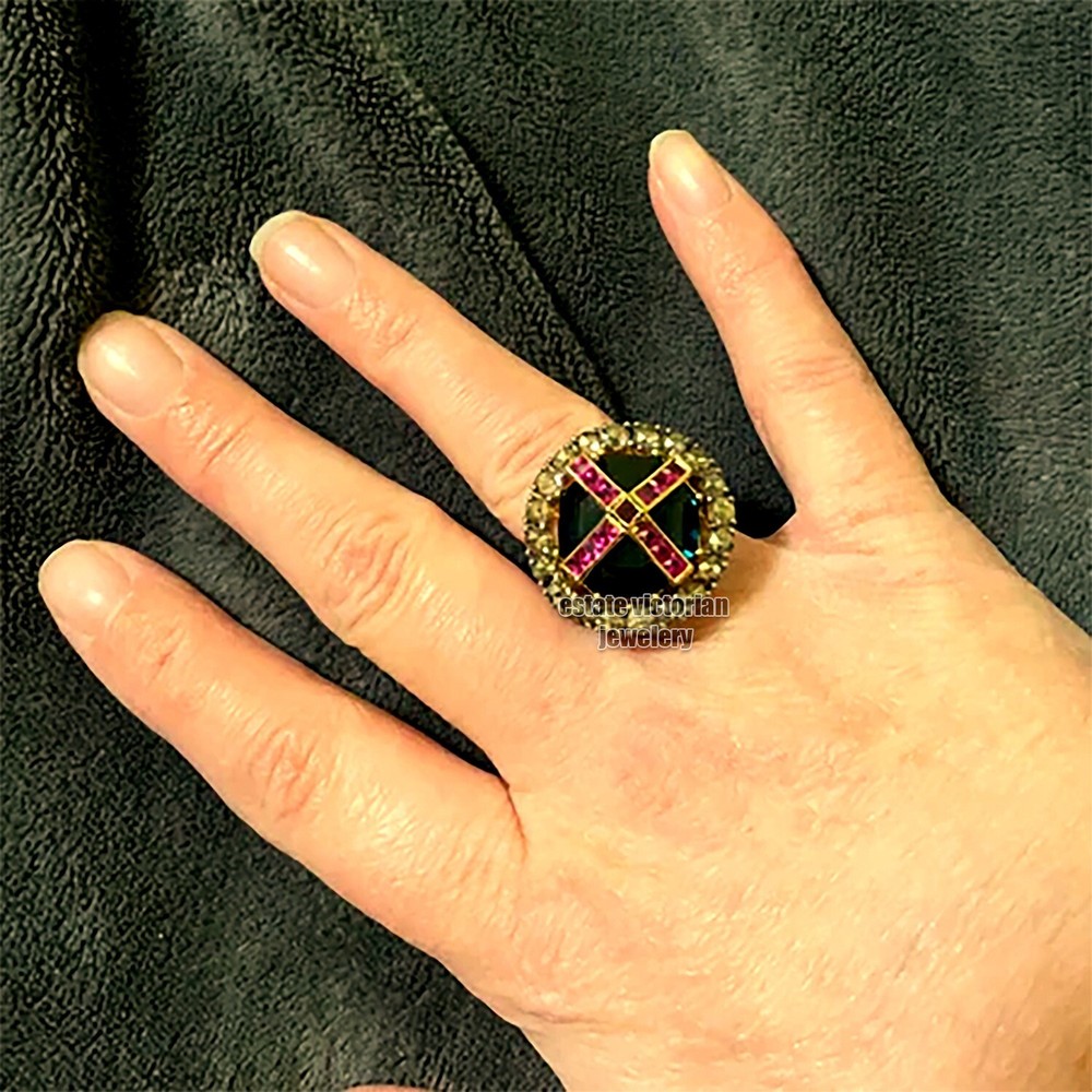 Victorian 1.91Ctw Rose Cut Diamond Gemstone Studded Silver Stunning Ring Jewelry