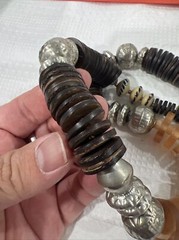 Vintage Necklace Chunky Coconut Shell Beads Glass Plastic Metal