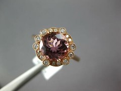 ESTATE 2.42CT DIAMOND & AAA PINK TOURMALINE 14KT ROSE GOLD ROUND ENGAGEMENT RING