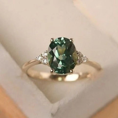 Lab Created Alexandrite 2Ct Oval Cut Solitaire Wedding Ring 14K Yellow Gold Over