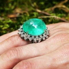 Art Deco Oval Cut 5.30 Ct NaturalEmerald Vintage Ring 925 Sterling Silver