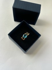 Vintage Blue Cubic Zirconia Ring Gold Plated Womens Size 8.5