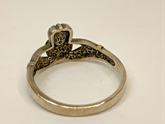 Vintage Wheeler Sterling Silver Abalone Claddagh Hearts in Hands Ring Size 9.75