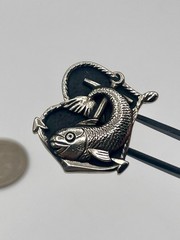 Vintage Hickok Silver Tone Koi Carp Fish Cufflinks 3D Sculptural