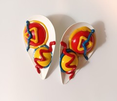 Mod Wild 90’s Abstract Bright Colored Earrings, Acrylic & Metal