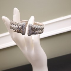 VicenzaSilver bracelet JCM sterling silver 925 woven cuff DMQ accents 6.75 in
