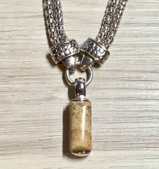 Designer Brighton 2 Strand Silver Magnetic Clasp Necklace, Jasper Pendant, 15.5”