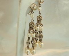Really FAB Chandelier Channel Set Rhinestone Earrings Vintage 60s 195F0