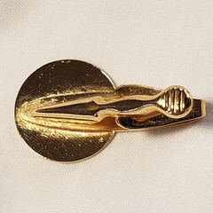 UN Blue &White Enamel Medallion Vtg Commemorative Cufflinks & Tie Bar Gold Tone