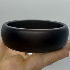 Vtg Matte Black Semi-Translucent Lucite Chunky Bangle Bracelet Round 8.5 in