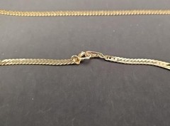 Vintage Signed Korea Flat Herringbone Gold Tone 20” Necklace