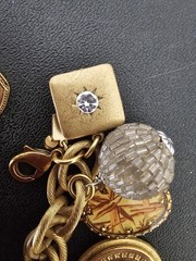 John Wind Maximal Art Bracelet Charm 15 Charms Chunky Gold Plated Vintage