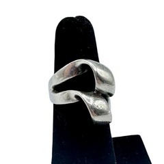 Modernist Sterling Silver Unity Ring Twisted Ribbon Handmade 8g Signed ND 5.75