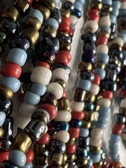 Multicolored Bead Multi Strand Statement Silver Tone Necklace Bracelet Set
