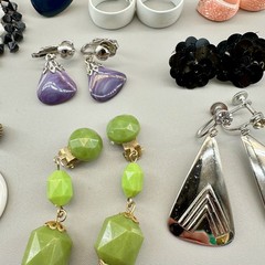 Vintage Clip Earrings Lot of 44 Mix Materials Enamel Lucite Glass Acrylic Stone