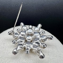 Vintage Clear Rhinestone Atomic Starburst Glam Brooch Screw Back Earrings Set