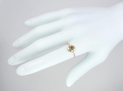 Dainty Antique Edwardian Solid 15k Gold Green Paste Floral Flower Ring – Sz 6.25