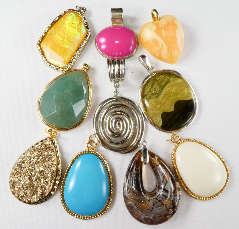 Jewelry Lot 10 Large Pendants Need Chains All Pretty Nice Quality