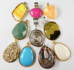 Jewelry Lot 10 Large Pendants Need Chains All Pretty Nice Quality