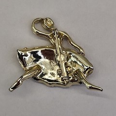 Vintage Ballerina Brooch Pink Rhinestones Gold Tone Speckled 1 5/8″