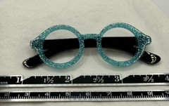 Lt Blue Sparkles Like Glitter Has Black Arms Eye Glasses Pin/Brooch