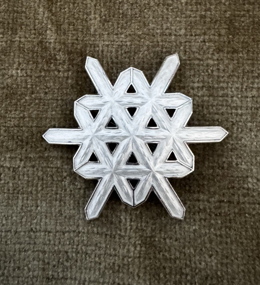 Vintage Ottar Hval Of Norway White Enamel & Sterling Silver Snowflake Brooch Pin