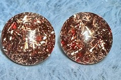 Vintage Round Lucite Orange Confetti Button Silver Toned Clip On Earrings