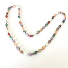 Vintage Multicolor Acrylic Long Beaded Ladies Colorful Strand Necklace 30″