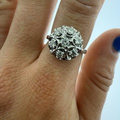 VINTAGE Estate 14k White Gold NATURAL Diamond 0.40CTTW Ring–Size 6