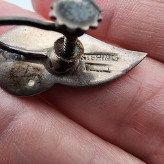 Vtg Siam Sterling Silver Niello Teardrop Screwback Earrings Thai Mekhala Goddess