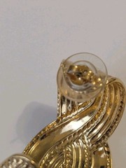 Avon Gold Tone Demi Hoop Textured Rope Style Stud Drop Earrings 1.25″. Vintage.