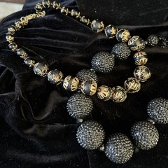 Lot 1950s 1960s Necklaces Black Bubble Style Costume Jewelry