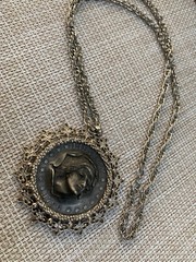 VTG Liberty 1794 Art Deco fashion Coin pendant ‘necklace Silver Tone 22”