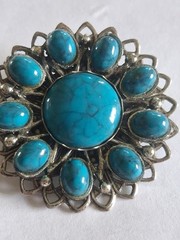 Vintage Faux Turquoise Cabochon 70s Heirloom