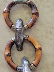 70’s Rare Vintage Gucci Bamboo Links Sterling Connector Toggle CLASP BRACELET 9″