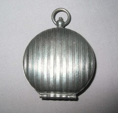 Antique Edwardian Deco Gunmetal Gun Metal Compact Chatelaine Pendant