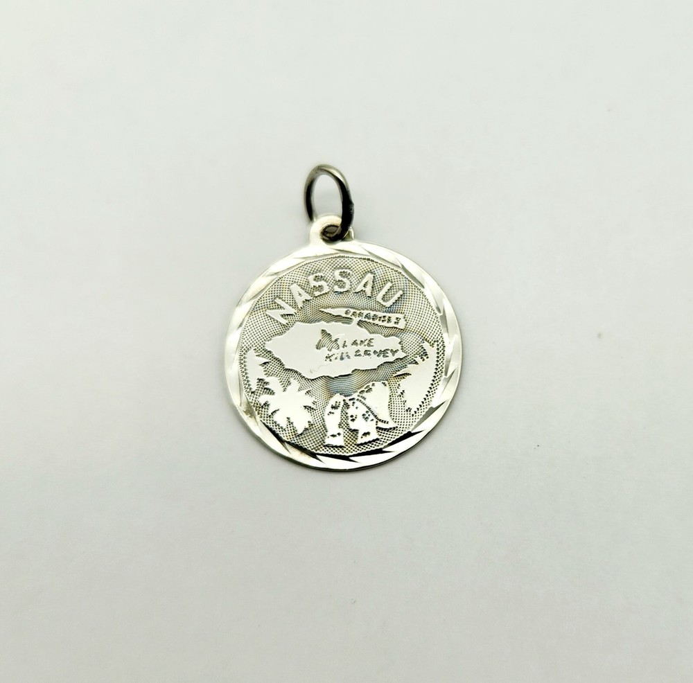 Vintage Sterling Silver Nassau Bahamas Lake Killarney Travel Crea Charm Pendant