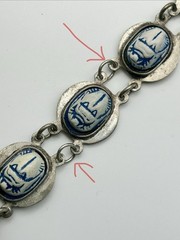 Vintage Scarab Bracelets Pharaoh Pendant Lapis Egyptian Revival Blue *READ*