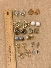 Vintage Clip On Earrings Lot of 10 Many Signed Crown Trifari Avon READ