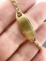 Vintage Spiedel ID Bracelet Girl Heart Blank Gold Tone Signed 6”