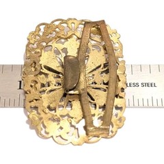 Antique Victorian Brass Sash Slide Buckle Art Nouveau Filigree Gilt Brass