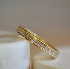 2.00Ct Baguette Cut Moissanite Eternity Wedding Band Ring 14k Yellow Gold Plated