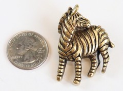 VTG Standing Zebra Brooch Pin Gold Tone Etched Stripes Statement Jewelry Africa
