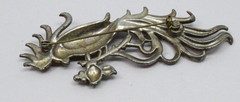 Vintage Metal Parrot Cockatoo Brooch 4-inch Red/Green