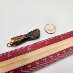 Vintage Hand Carved Tiger’s Eye Mano Figa Hand Pendant Good Luck Evil Eye Charm