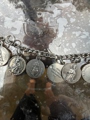 Vintage Sterling Religious Charm Bracelet