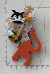 Cat vintage style acrylic large brooch pin