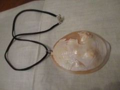 Vintage sterling silver M+M Scognamiglio large cameo pendant, 3 x 2 1/4″, 17″